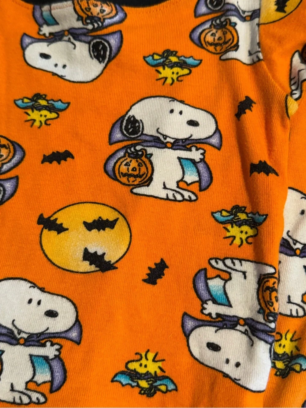 Peanuts Orange Halloween Snoopy Pajama Set with Black Trim